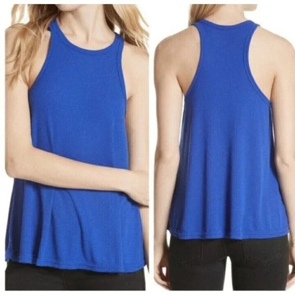 FREE PEOPLE Intimately Basic Cobalt Blue Ribbed Sleeveless Tank Top Size Medium